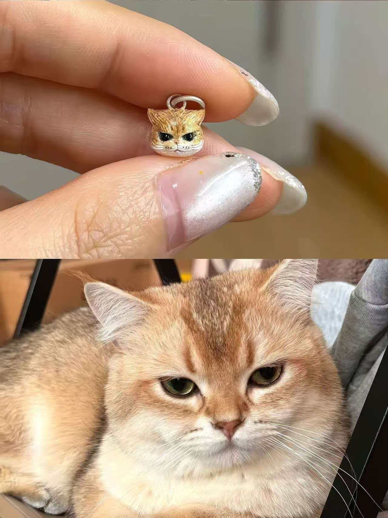 Custom sculpted sterling silver pet portrait pendant