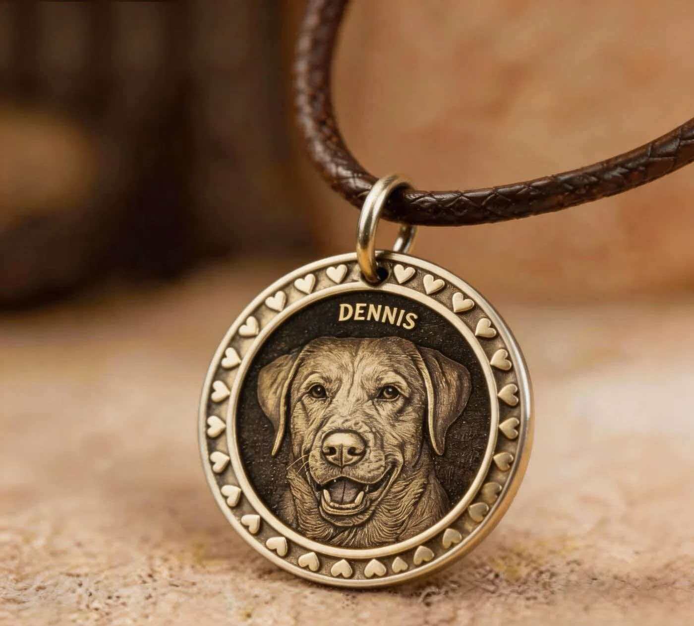 Sterling silver relief pet portrait pendant