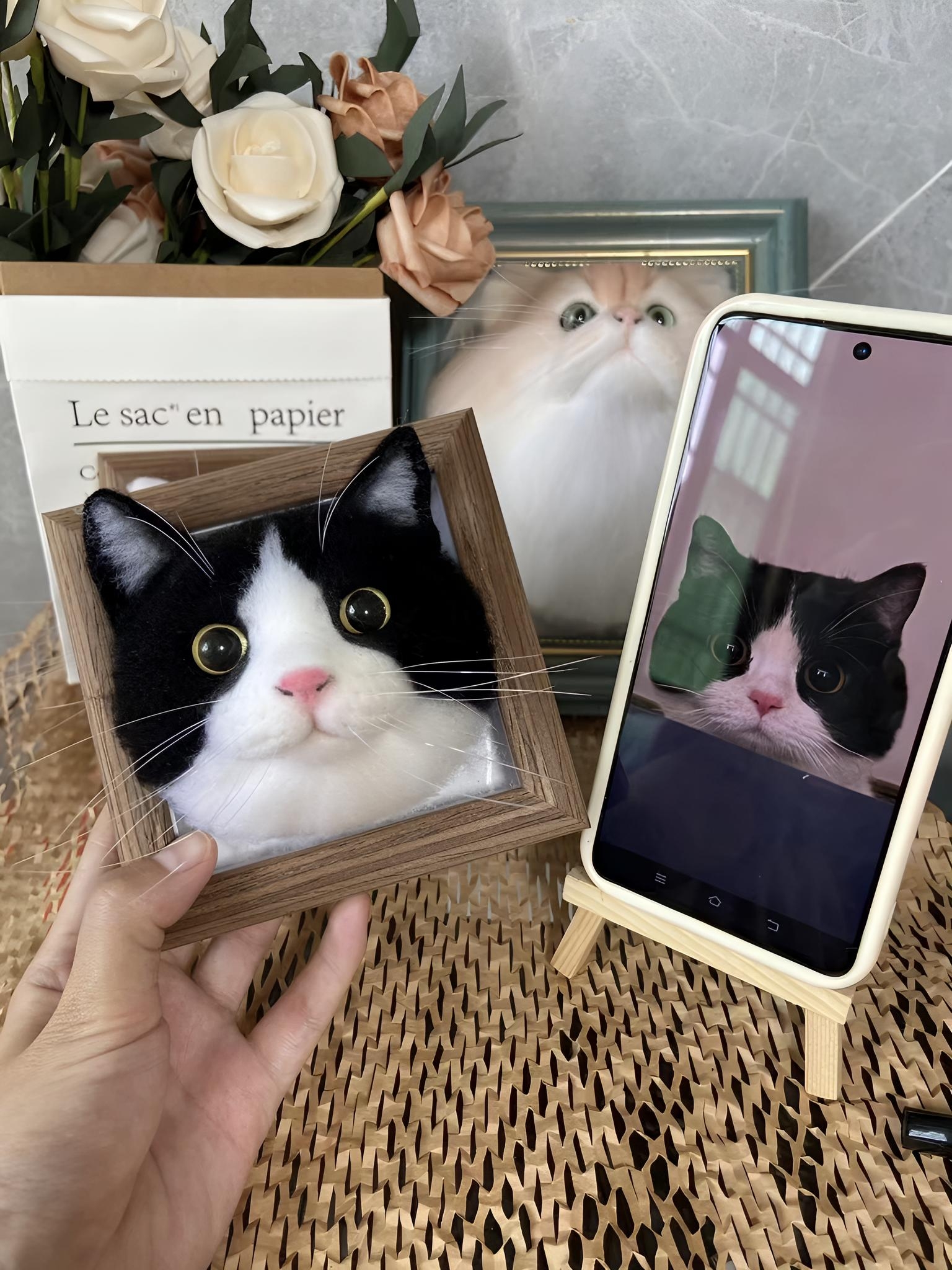 Handmade custom wool felt pet memorial sculpture