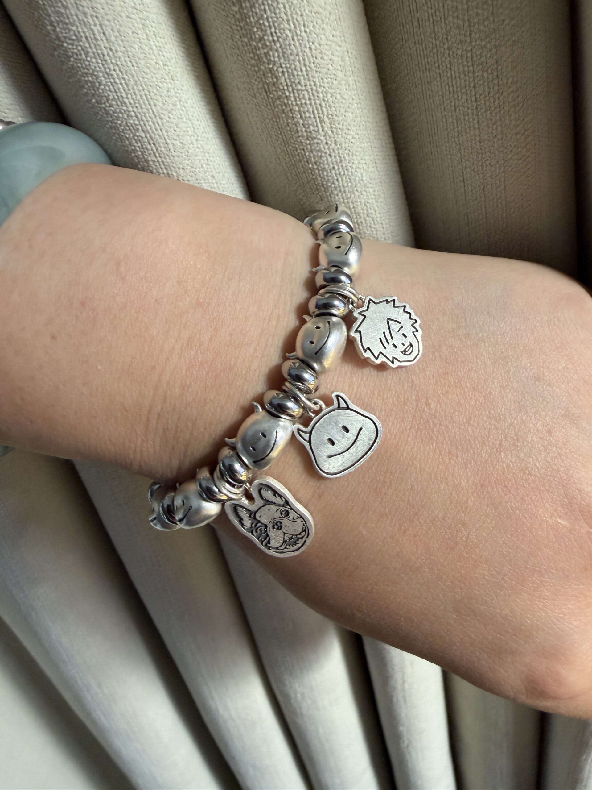 Pet memorial bracelet photographed in natural light